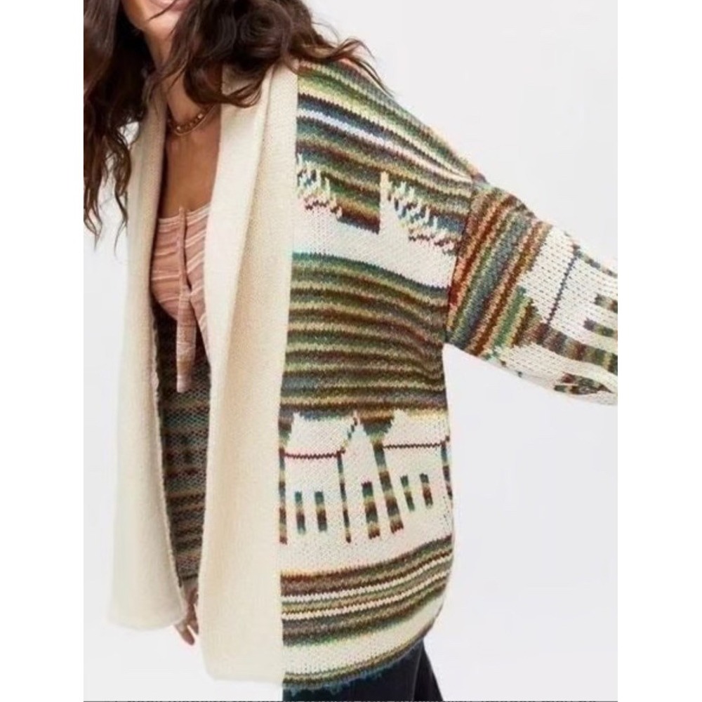 BDG Urban Outfitters Women‎ Kolbie Open Front Colorful Oversized Cardigan Sz S